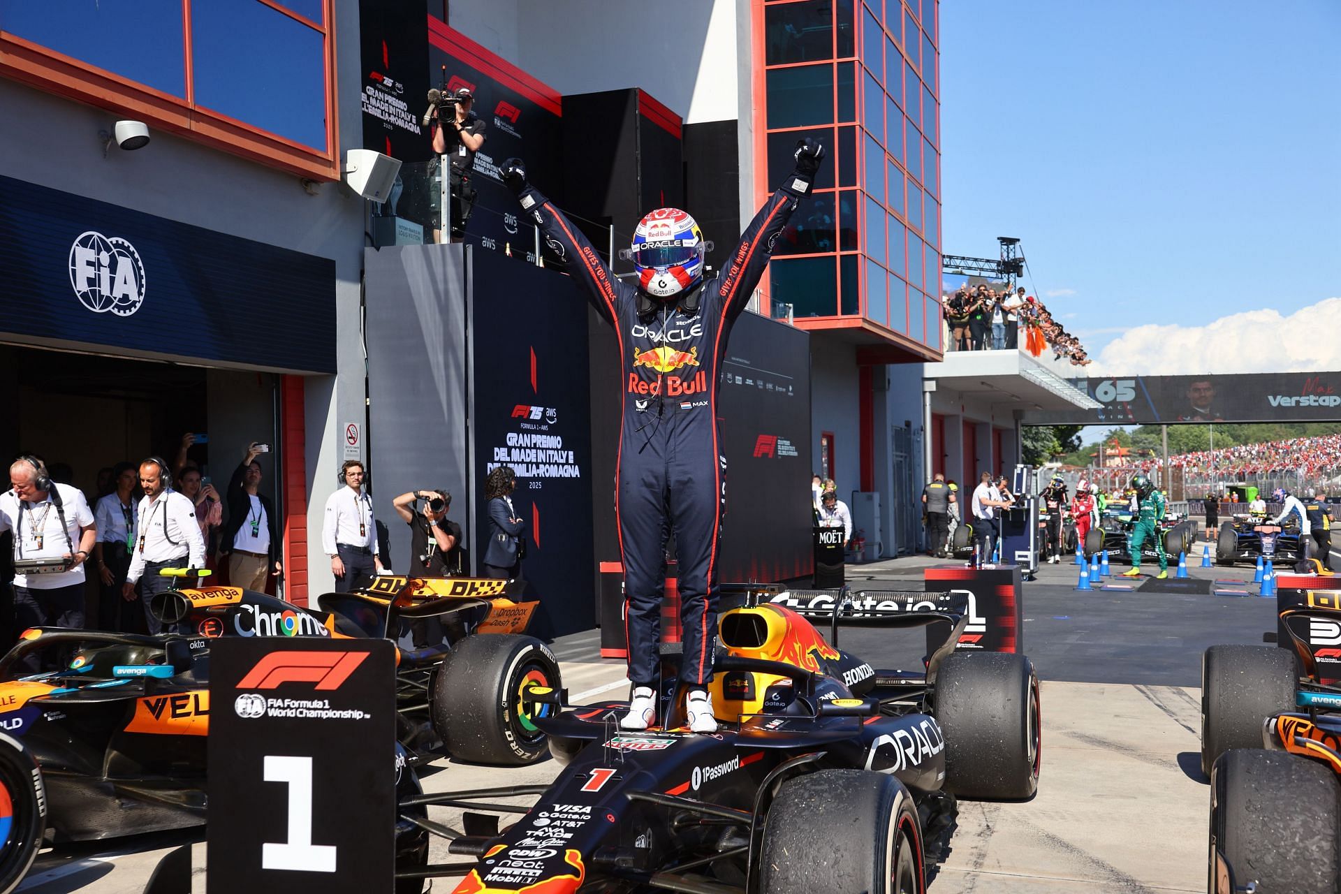Max Verstappen wins during the Formula 1 AWS Gran Premio del Made in Italy e dell'Emilia-Romagna 2025 in Imola, Italy - Source: Getty